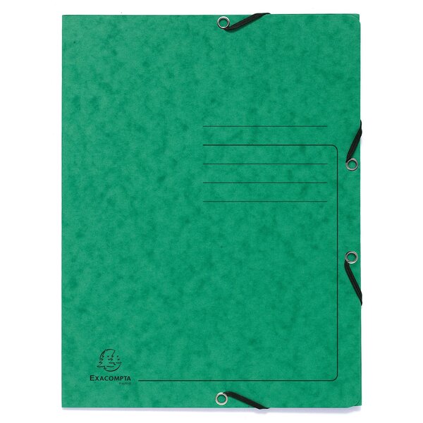 Chemise À Élastique 3 Rabats Carte Lustrée 355gm2 - A4 - Vert - X 25 - Exacompta