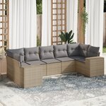 vidaXL Salon de jardin avec coussins 7 Pièces beige résine tressée