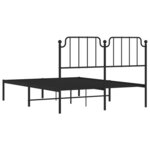 vidaXL Cadre de lit métal avec tête de lit noir 140x190 cm