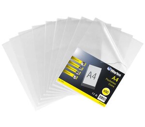 Pochettes Coins A4 Transparent grainé, 90 mic, sachet 50 WAYTEX