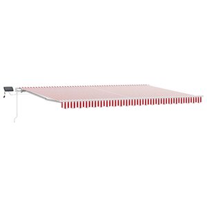 vidaXL Auvent Rétractable Rouge et Blanc 500 × 350 cm Tissu et acier