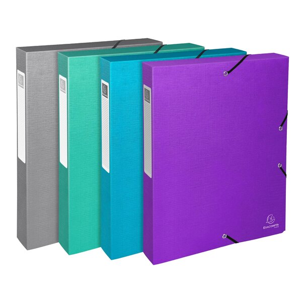 Boite De Classement Exabox Dos 40mm Carte Enduite Teksto - A4 - Couleurs Assorties - X 8 - Exacompta