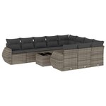 vidaXL Salon de jardin 11 Pièces avec coussins gris résine tressée
