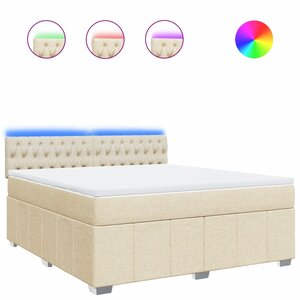vidaXL Sommier à lattes de lit avec matelas Crème 180x200 cm Tissu