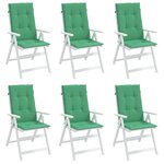 vidaXL Coussins de chaise de jardin à dossier haut lot de 6 vert tissu