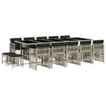 vidaXL Ensemble à manger de jardin et coussins 15 Pièces gris clair rotin