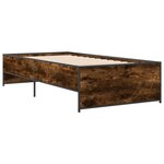 vidaXL Cadre de lit chêne fumé 90x190 cm bois d'ingénierie et métal