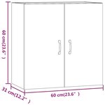 vidaXL Armoire murale Sonoma gris 60x31x60 cm Bois d'ingénierie