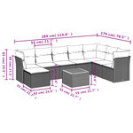 vidaXL Salon de jardin avec coussins 9 Pièces beige résine tressée
