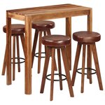 vidaXL Ensemble de bar 5 Pièces Bois solide de Sesham 115x56x107 cm