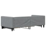 vidaXL Lit de jour avec gigogne et tiroirs gris clair 90x190 cm tissu