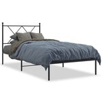 vidaXL Cadre de lit métal avec tête de lit noir 90x190 cm