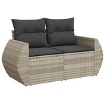 vidaXL Salon de jardin 11 Pièces avec coussins gris clair résine tressée