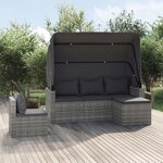 vidaXL Salon de jardin 4 Pièces avec coussins gris résine tressée