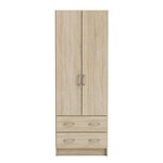 Armoire décor chêne brossé 2 portes et 2 tiroirs 61 cm