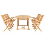 vidaXL Meuble à dîner d'extérieur 7 Pièces 150-200x100x75 cm Teck massif