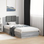 vidaXL Cadre de lit tête de lit et lumières LED sonoma gris 75x190 cm