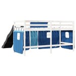 vidaXL Lit mezzanine enfants et rideaux bleu 80x200cm bois pin massif