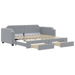 vidaXL Lit de jour avec gigogne et tiroirs gris clair 80x200 cm tissu