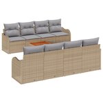 vidaXL Ensemble de Canapés de Jardin 9 Pièces avec Coussins Beige Rotin Poly Acacia