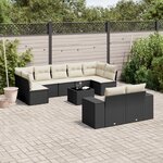vidaXL Salon de jardin 10 Pièces avec coussins noir résine tressée