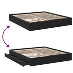 vidaXL Cadre de lit avec tiroirs noir 200x200 cm bois d'ingénierie
