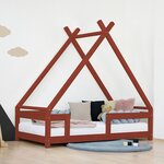 Lit cabane enfant TAHUKA 90 x 160 rouge brique