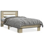 vidaXL Cadre de lit chêne sonoma 75x190 cm bois d'ingénierie et métal