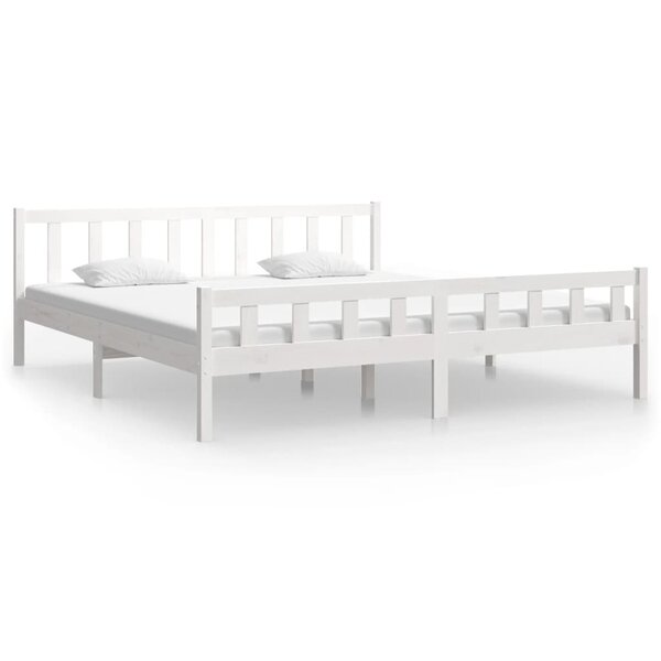 vidaXL Cadre de lit blanc bois massif 160x200 cm