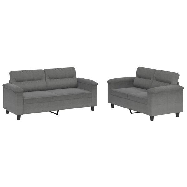 vidaXL Ensemble de canapés 2 Pièces coussins gris foncé tissu microfibre