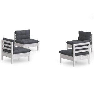 vidaXL Salon de jardin 4 Pièces avec coussins anthracite Bois de pin