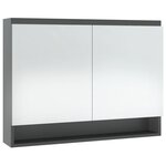 vidaXL Armoire à miroir de salle de bain 80x15x60 cm MDF Gris