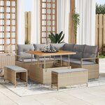 vidaXL Ensemble de Canapés de Jardin 8 Pièces avec Coussins Beige en Rotin Synthétique Acacia