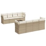 vidaXL Salon de jardin avec coussins 9 Pièces beige résine tressée