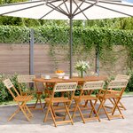 vidaXL Chaises de jardin pliantes lot de 8 beige rotin et bois massif
