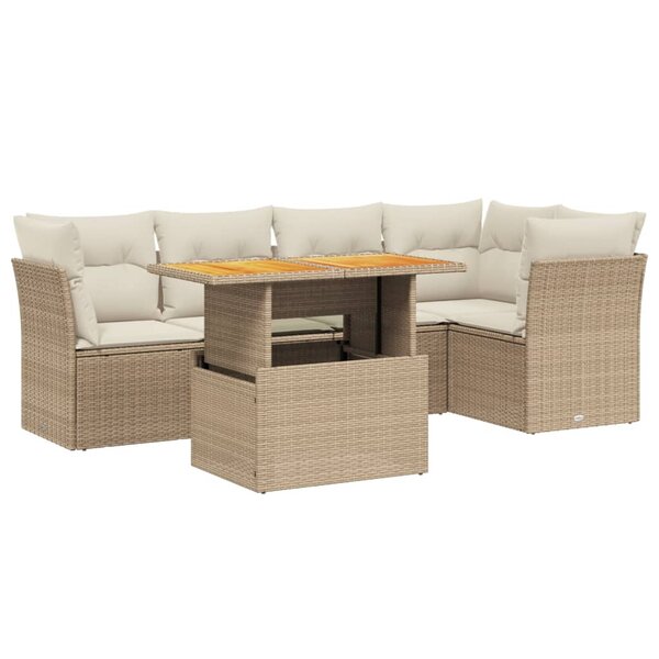 vidaXL Salon de jardin avec coussins 5 Pièces beige résine tressée