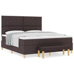 vidaXL Lit à Ressort avec Matelas & Banc Marron Foncé 180x200 cm Tissu