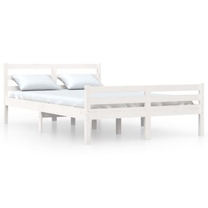 vidaXL Cadre de lit Blanc Bois massif 150x200 cm Très grand