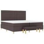 vidaXL Lit à sommier avec matelas et banc Marron Foncé 200x200 cm Tissu