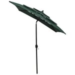 vidaXL Parasol à 3 niveaux avec mât en aluminium Vert 2x2 m