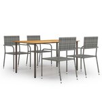 vidaXL Ensemble à manger de jardin 5 Pièces Résine tressée Anthracite