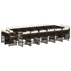 vidaXL Ensemble à manger de jardin et coussins 17 Pièces marron rotin