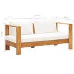 vidaXL Canapé de jardin avec coussin 140 cm Acacia solide Blanc crème