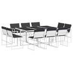 vidaXL Ensemble à manger de jardin avec coussins 11Pièces blanc textilène