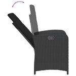 vidaXL Chaises inclinables de jardin lot de 2 et coussins noir rotin