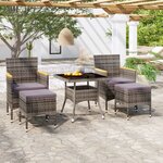 vidaXL Ensemble à Manger jardin 5 Pièces résine tressée verre trempé Gris