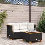 vidaXL Canapés d'angle de jardin et coussins 2 Pièces noir résine tressée