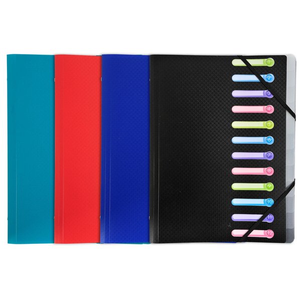 Trieur Polypropylène 3 Rabats 12 Compartiments Opak - Couleurs Assorties - X 10 - Exacompta