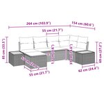 vidaXL Ensemble de Canapés de Jardin 6 pièces avec Coussins Noir Rattan Poly Acacia