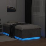 vidaXL Cadre de lit avec lumières LED gris béton 75x190 cm